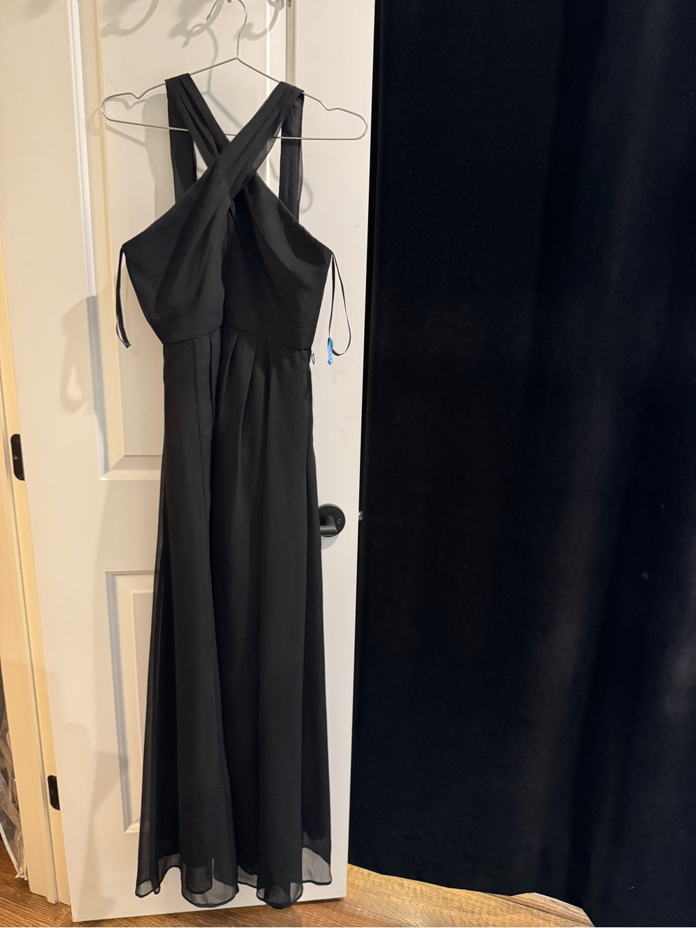 Elegant Black Cross-Back Maxi Dress